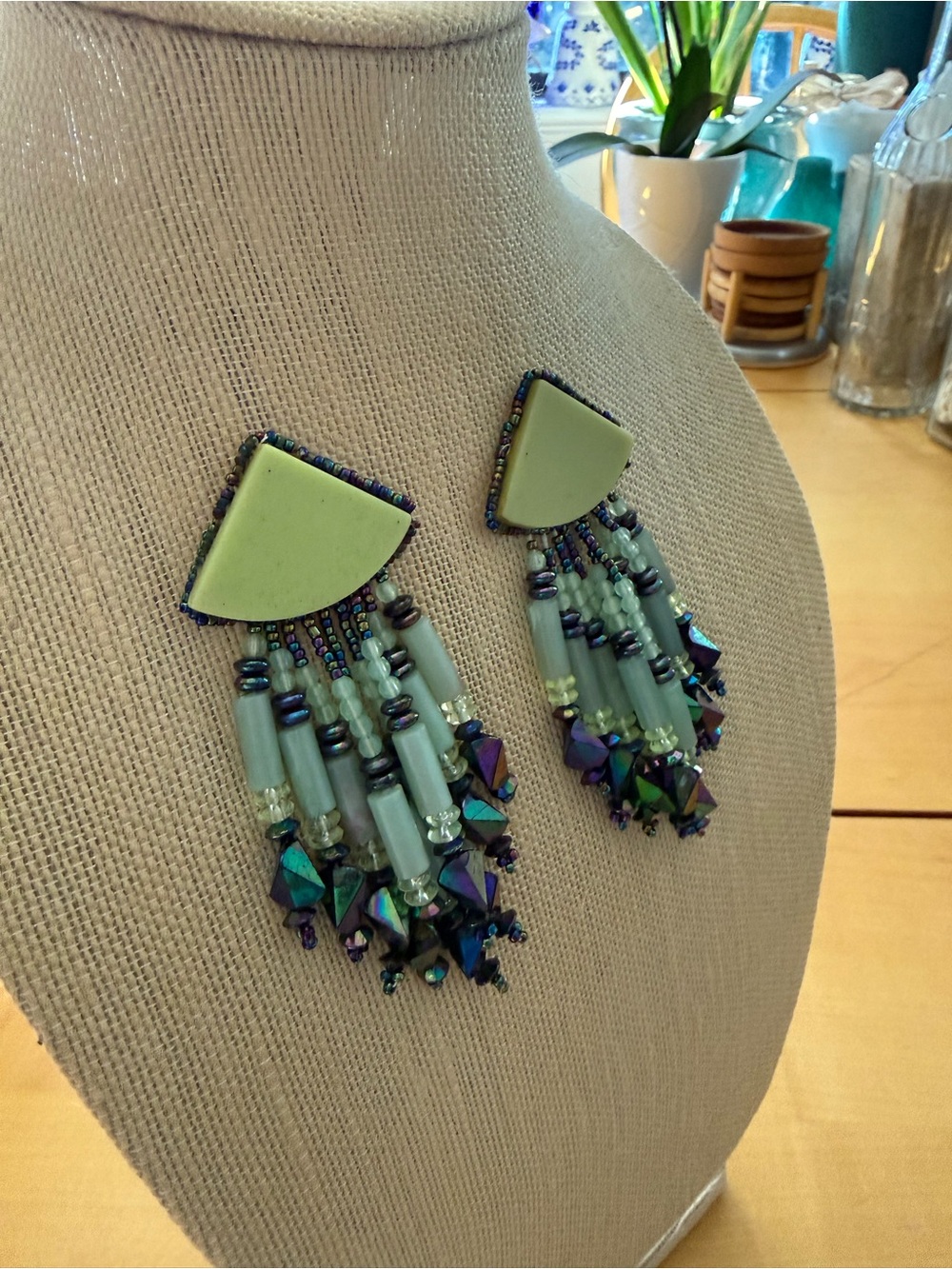 Multicolored dangling “peacock” Earrings